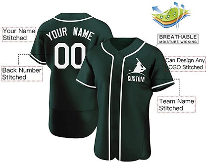 Custom Green Stitched Baseball Jersey Personalized Button Down Baseball T Shirt