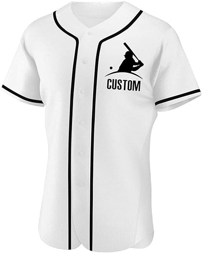 Custom White Stitched Baseball Jersey Personalized Button Down Baseball T Shirt