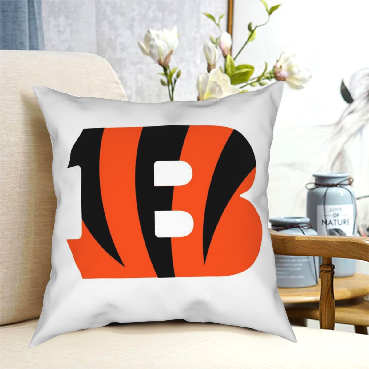 Custom Decorative Football Pillow Case Cincinnati Bengals White Pillowcase Personalized Throw Pillow Covers