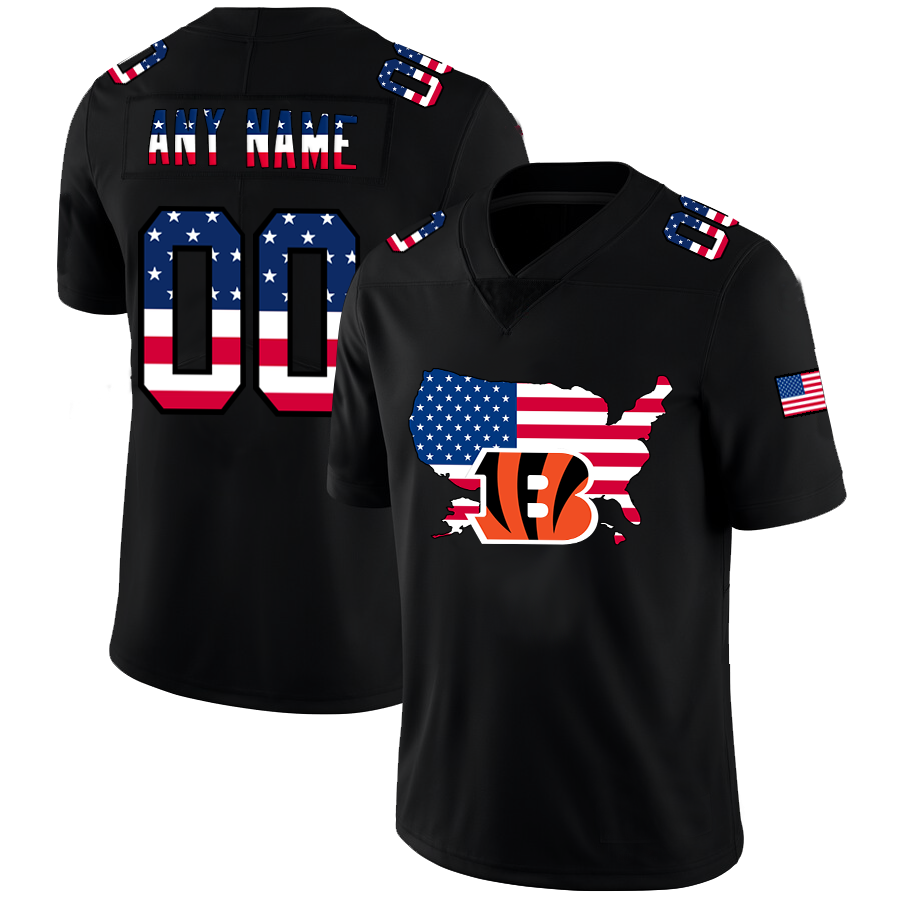 Custom Cincinnati Bengals Football Black Limited Fashion Flag Stitched Jerseys