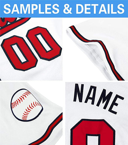 Custom White Stitched Baseball Jersey Personalized Button Down Baseball T Shirt