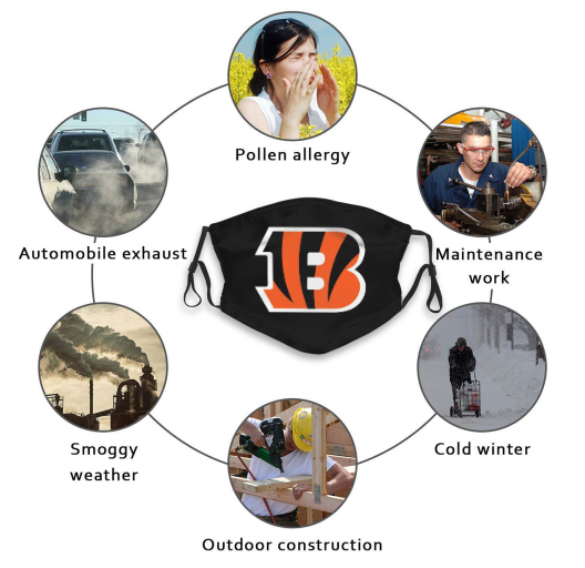 Print Football Personalized Cincinnati Bengals Adult Dust Mask With PM 2.5 Filters