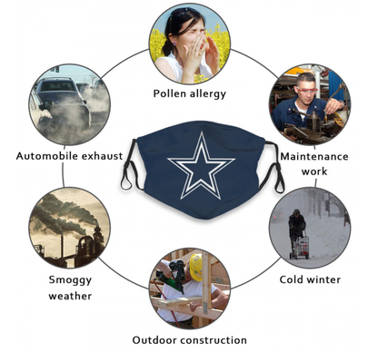 Print Football Personalized Dallas Cowboys Adult Dust Mask With Filters PM 2.5