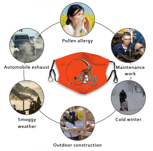 Print Football Personalized Cleveland Browns Adult Dust Mask With PM 2.5 Filters