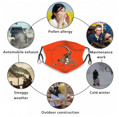 Print Football Personalized Cleveland Browns Adult Dust Mask With PM 2.5 Filters