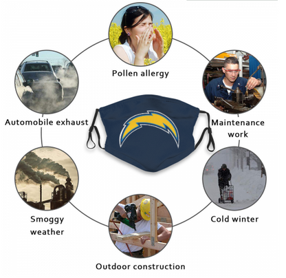 Print Football Personalized Los Angeles Chargers Adult Dust Mask With PM 2.5 Filter