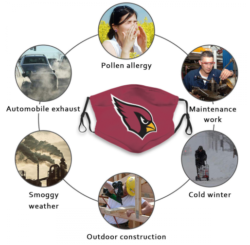 4 Pack Football Personalized Arizona Cardinals Adult Face Mask With Filters PM 2.5