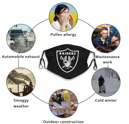 Print Football Personalized Oakland Raiders Adult Dust Mask Black With PM 2.5 Filter