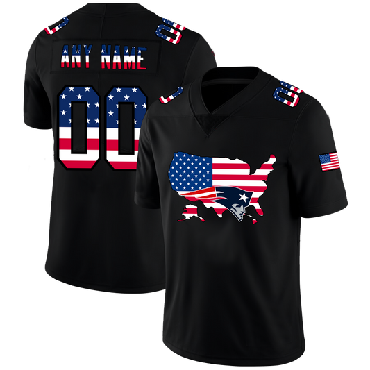 Custom New England Patriots Football Black Limited Fashion Flag Stitched Jerseys