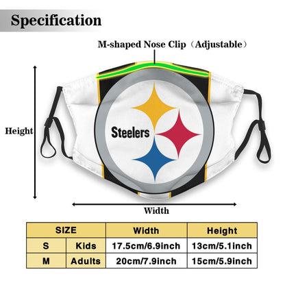 Custom Football Personalized P.Steeler 01-White Dust Face Mask With Filters PM 2.5