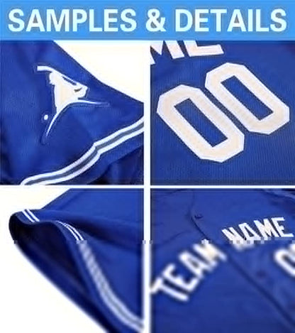 Custom Blue Stitched Baseball Jersey Personalized Button Down Baseball T Shirt