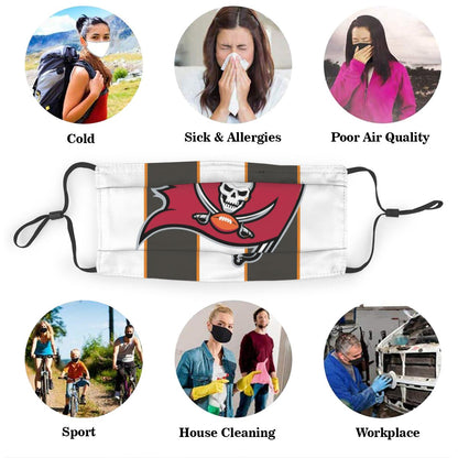 Custom Football Personalized TB.Buccaneer 01- White Dust Face Mask With Filters PM 2.5