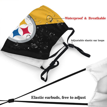 Custom Football Personalized Pittsburgh Steelers Dust Face Mask With Filters PM 2.5