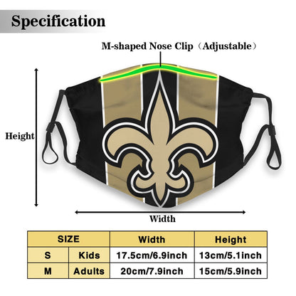 Custom Football Personalized NO.Saint 01- Black Dust Face Mask With Filters PM 2.5