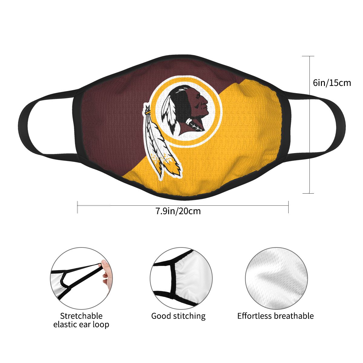 Custom Football Personalized Washington Redskins Dust Face Mask With Filters PM 2.5