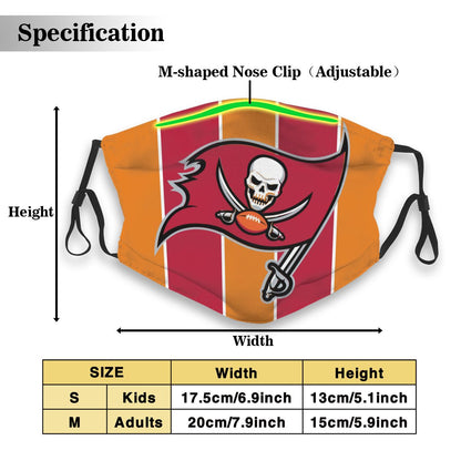 Custom Football Personalized TB.Buccaneer 01- Orange Dust Face Mask With Filters PM 2.5