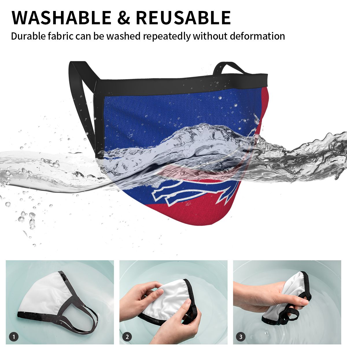 Custom Football Personalized Buffalo Bills Dust Face Mask With Filters PM 2.5