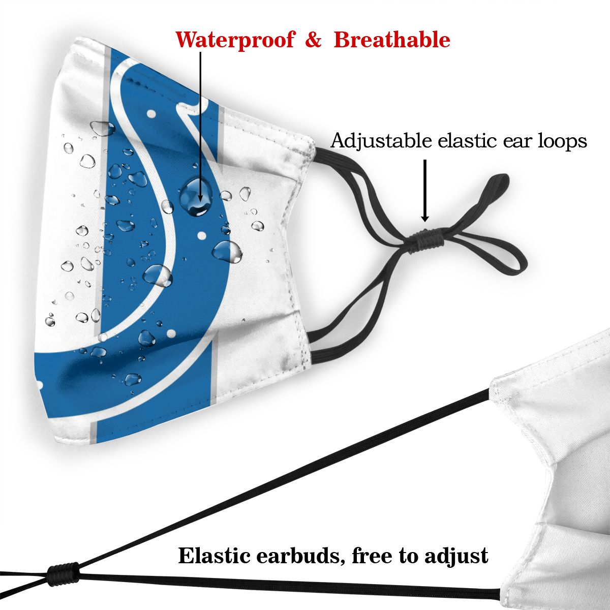 Custom Football Personalized IN.Colt 01- White Dust Face Mask With Filters PM 2.5