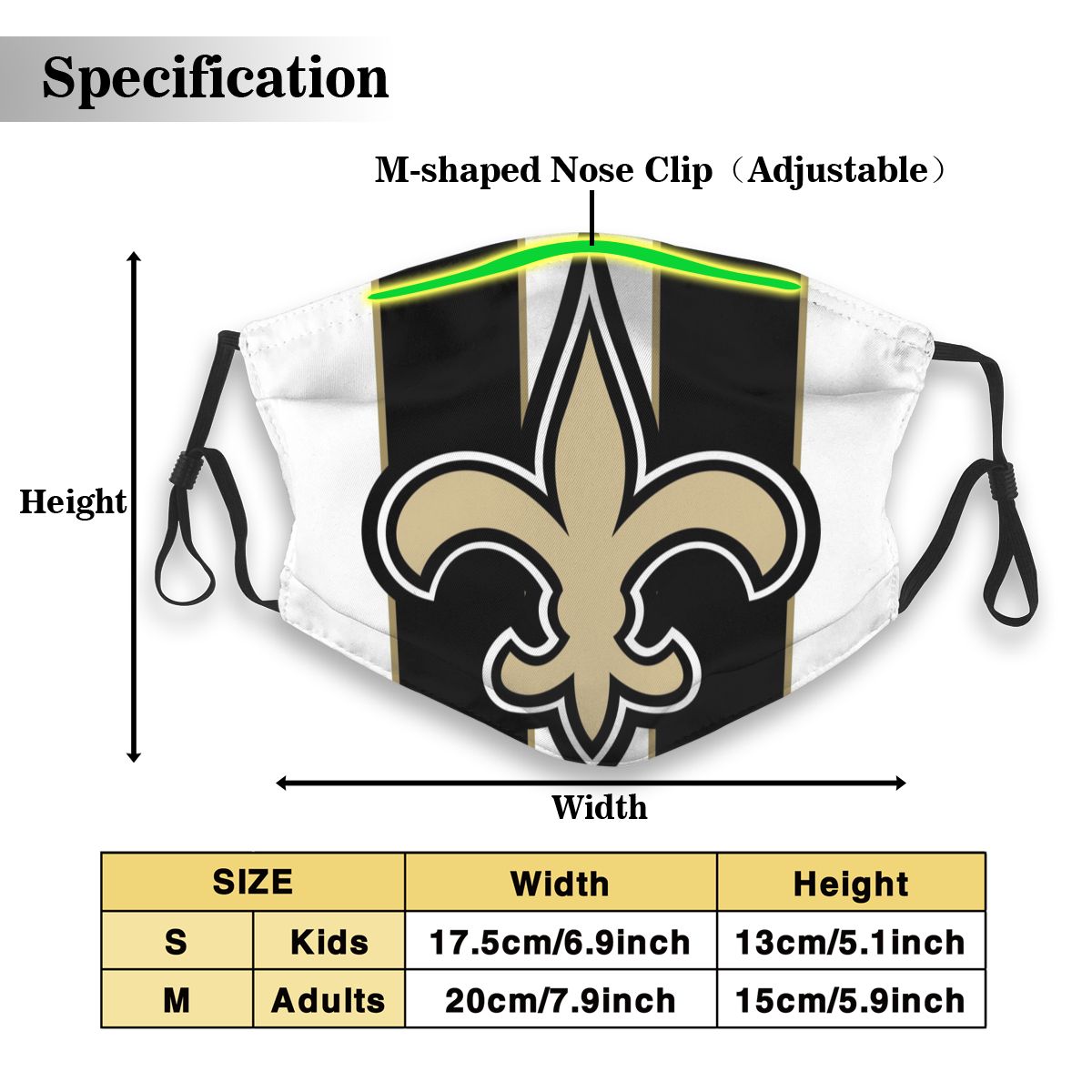 Custom Football Personalized NO.Saint 01- White Dust Face Mask With Filters PM 2.5