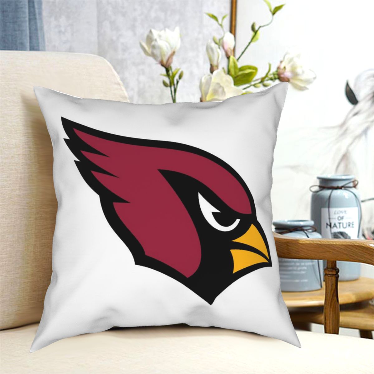Custom Decorative Football Pillow Case Arizona Cardinals White Pillowcase Personalized Throw Pillow Covers