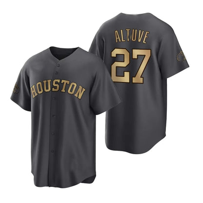 Baseball Houston Astros #27 Jose Altuve Gray All Star Stitched Jerseys