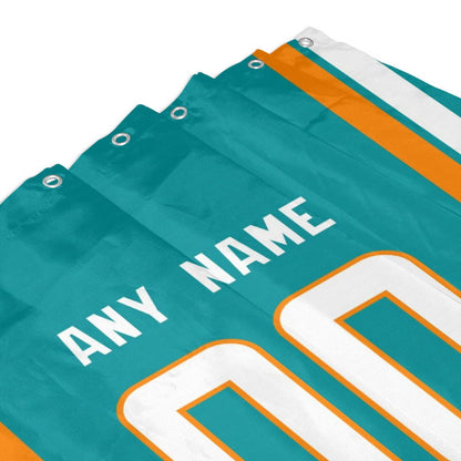 Custom Football Miami Dolphins style personalized shower curtain custom design name and number set of 12 shower curtain hooks Rings