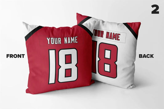 Set of 2 Custom Team Atlanta Falcons Black White Decorative Throw Pillow Case Print Personalized Football Style Fans Name & Number Birthday Gift