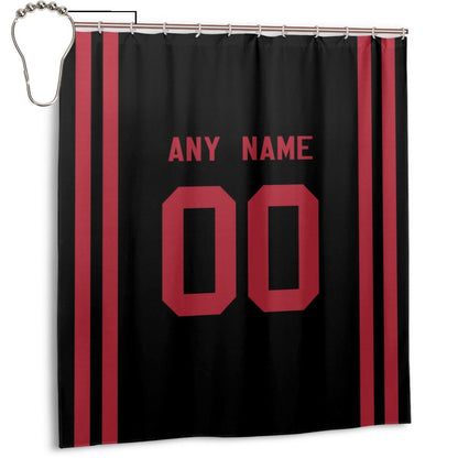 Custom Football San Francisco 49ers style personalized shower curtain custom design name and number set of 12 shower curtain hooks Rings