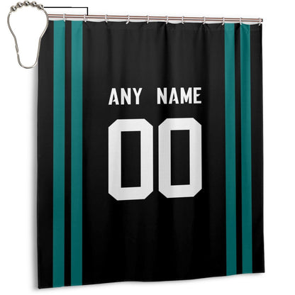 Custom Football Jacksonville Jaguars style personalized shower curtain custom design name and number set of 12 shower curtain hooks Rings
