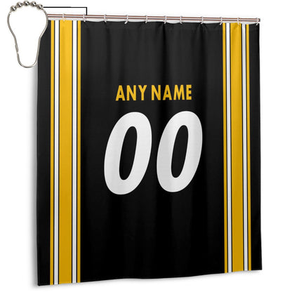Custom Football Pittsburgh Steelers style personalized shower curtain custom design name and number set of 12 shower curtain hooks Rings