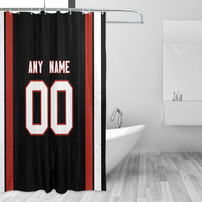 Custom Football Atlanta Falcons style personalized shower curtain custom design name and number set of 12 shower curtain hooks Rings