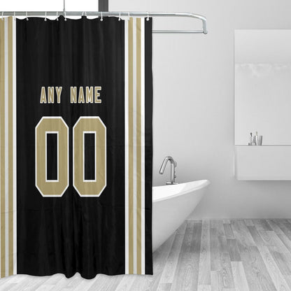 Custom Football New Orleans Saints style personalized shower curtain custom design name and number set of 12 shower curtain hooks Rings