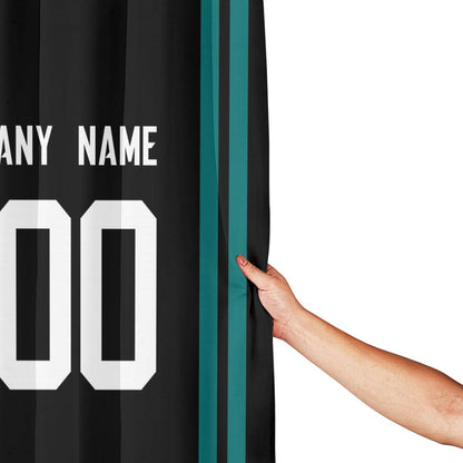 Custom Football Jacksonville Jaguars style personalized shower curtain custom design name and number set of 12 shower curtain hooks Rings