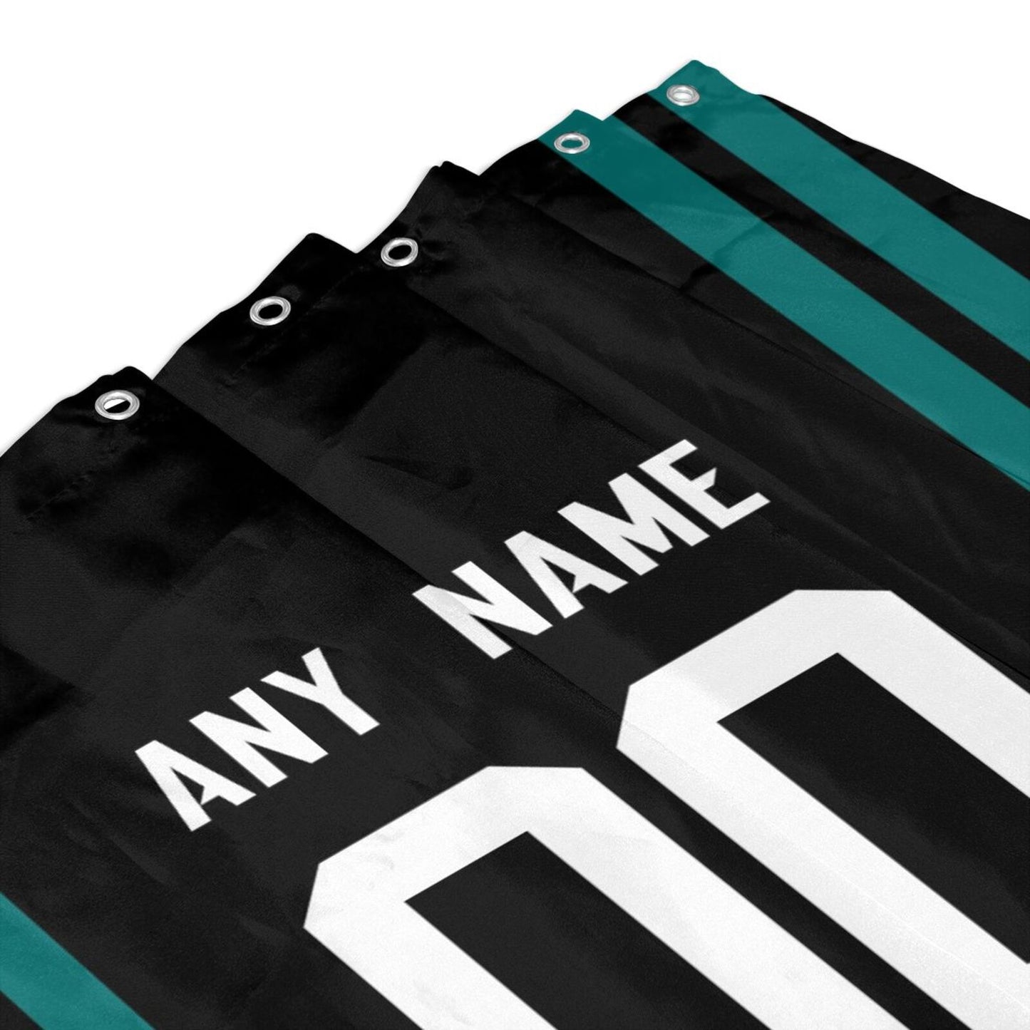 Custom Football Jacksonville Jaguars style personalized shower curtain custom design name and number set of 12 shower curtain hooks Rings