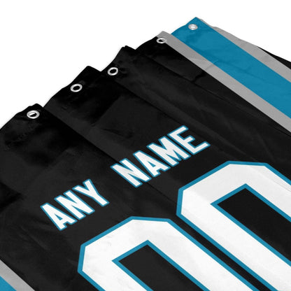 Custom Football Carolina Panthers style personalized shower curtain custom design name and number set of 12 shower curtain hooks Rings