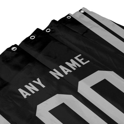 Custom Football Las Vegas Raiders style personalized shower curtain custom design name and number set of 12 shower curtain hooks Rings