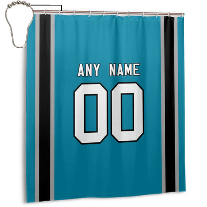 Custom Football Carolina Panthers style personalized shower curtain custom design name and number set of 12 shower curtain hooks Rings