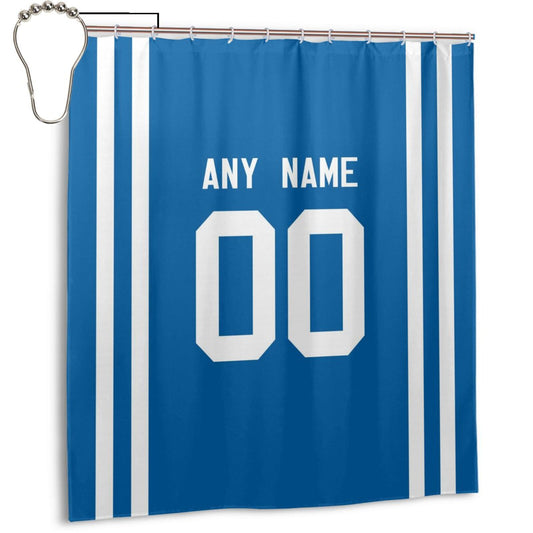 Custom Football Indianapolis Colts style personalized shower curtain custom design name and number set of 12 shower curtain hooks Rings