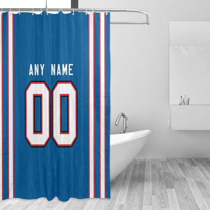 Custom Football Buffalo Bills style personalized shower curtain custom design name and number set of 12 shower curtain hooks Rings