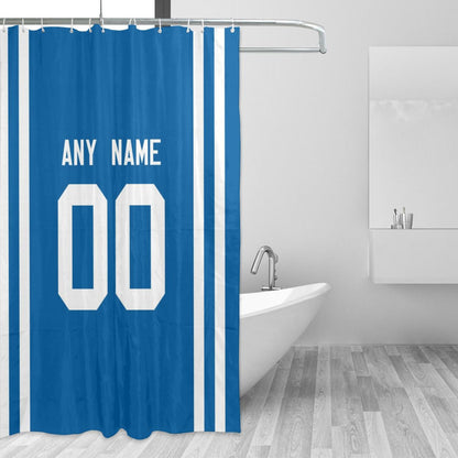 Custom Football Indianapolis Colts style personalized shower curtain custom design name and number set of 12 shower curtain hooks Rings