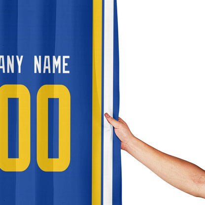 Custom Football Los Angeles Rams style personalized shower curtain custom design name and number set of 12 shower curtain hooks Rings