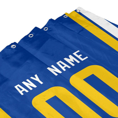 Custom Football Los Angeles Rams style personalized shower curtain custom design name and number set of 12 shower curtain hooks Rings