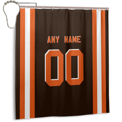 Custom Football Cleveland Browns style personalized shower curtain custom design name and number set of 12 shower curtain hooks Rings