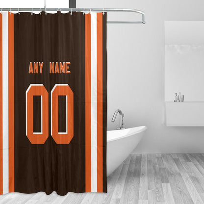 Custom Football Cleveland Browns style personalized shower curtain custom design name and number set of 12 shower curtain hooks Rings