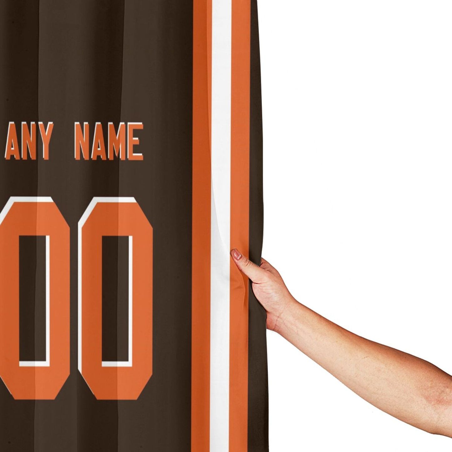 Custom Football Cleveland Browns style personalized shower curtain custom design name and number set of 12 shower curtain hooks Rings