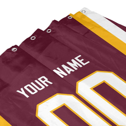 Custom Football Washington Commanders style personalized shower curtain custom design name and number set of 12 shower curtain hooks Rings