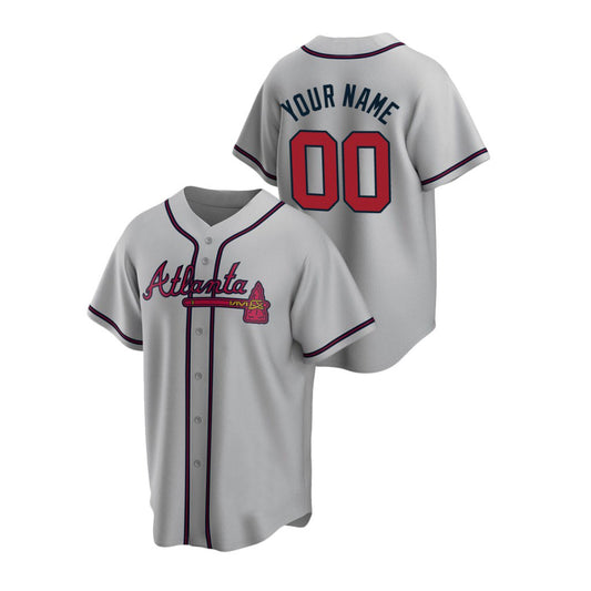 Custom Atlanta Braves Gray Stitched Baseball Jersey Men Youth And Women Birthday gift