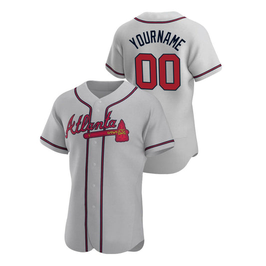 Custom Baseball Mens Atlanta Braves Stitched Gray Jersey
