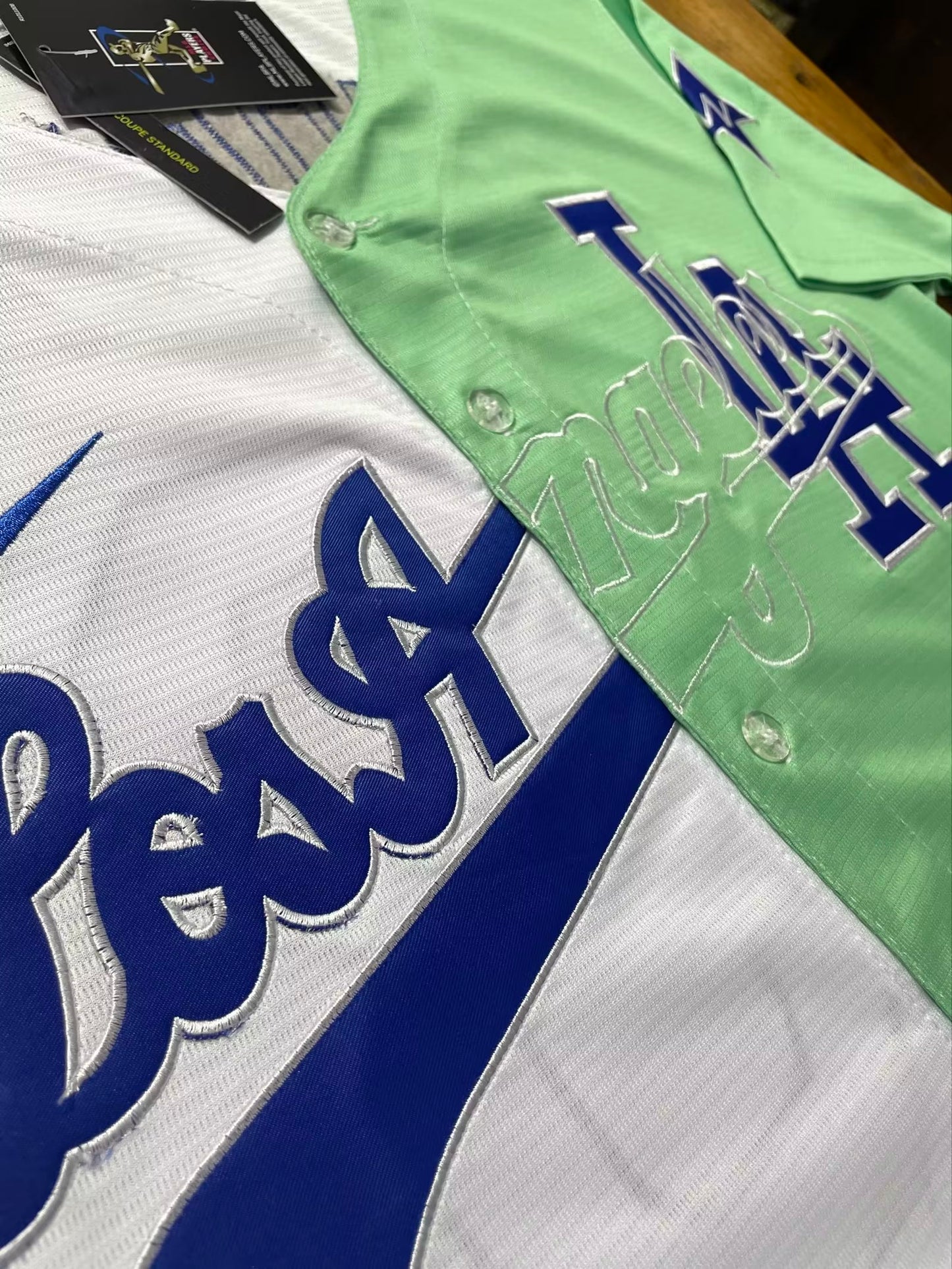 Custom Los Angeles Dodgers jersey 2022 All Star Celebrity Softball Game White Green Split Baseball Anniversary Gift