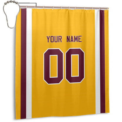 Custom Football Washington Commanders style personalized shower curtain custom design name and number set of 12 shower curtain hooks Rings